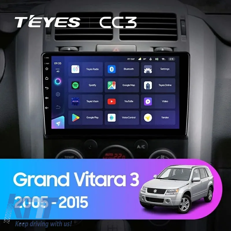 Teyes CC3 2K Car Navigation suitable for Suzuki Grand Vitara 3 2005-2015 6+128GB 9.5 QLED Octa-core 2Ghz, Android 4G Bluetooth 5.1 DSP