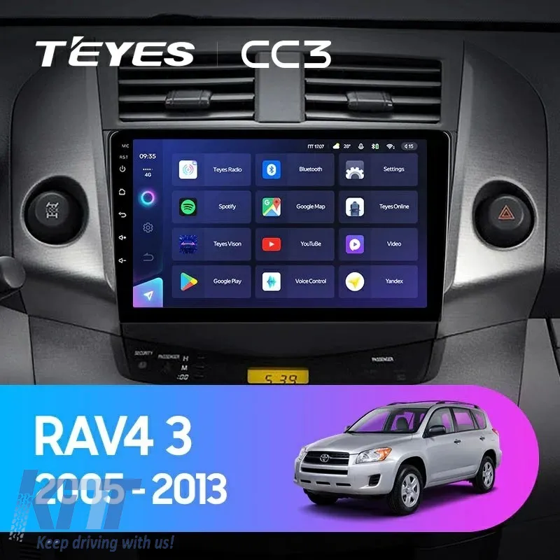 Teyes CC3 2K Car Navigation suitable for Toyota RAV4 XA30 2005-2013 6+128GB 9.5 QLED Octa-core 2Ghz, Android 4G Bluetooth 5.1 DSP