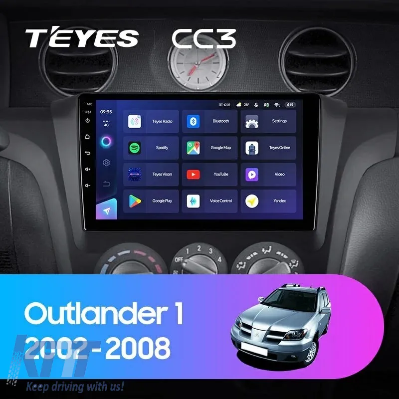 Teyes CC3 2K Car Navigation suitable for Mitsubishi Outlander 1 2003-2006 4+64GB 9.5 QLED Octa-core 2Ghz Android 4G Bluetooth 5.1 DSP