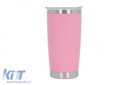 Thermos Stainless Steel SS304 Insulated Mug with Lid Double Wall Pink 20oz 590ml - CANPINK