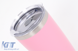 Thermos Tazza Termica Acciaio Inox SS304 con coperchio Doppia Parete 590m Leggera Rosa-image-6117327