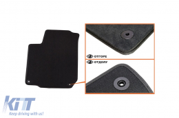 Three-layer textile floor mats made of Petex Style material suitable for Volkswagen Golf IV 1998-2003, Beetle 1998-2011, Bora 1998-2005 with round holes, set of 4 pieces, black-image-6241773