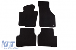 Three-layer textile floor mats made of Petex Style material suitable for VW Passat sedan, wagon 2005-2014, Passat CC 2012-2016 with round holes, set of 4 pieces, black - ABFMV6022490
