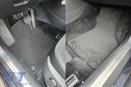 Three-layer textile floor mats made of Petex Style material suitable for VW Passat sedan, wagon 2005-2014, Passat CC 2012-2016 with round holes, set of 4 pieces, black-image-6242751