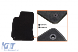 Three-layer textile floor mats Petex Style material suitable for VW Passat 2001-2005 with round holes, set of 4 pieces, black-image-6242206