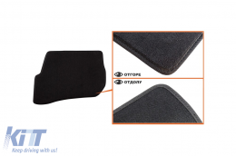 Three-layer textile floor mats Petex Style material suitable for VW Passat 2001-2005 with round holes, set of 4 pieces, black-image-6242208