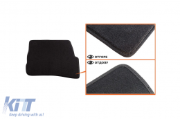 Three-layer textile floor mats Petex Style material suitable for VW Passat 2001-2005 with round holes, set of 4 pieces, black-image-6242209