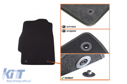 Three-layer textile floor mats suitable for Honda Civic 1999-2001, 3 doors, set of 4 pieces, black-image-6241713