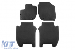 Three-layer textile floor mats suitable for Honda Jazz after 2015, set of 4 pieces, black - ABFMH6022394