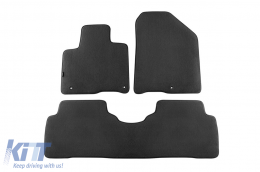 Three-layer textile floor mats suitable for Kia Sorento 2015-2020, 5 seats, from 3 parts, black - ABFMK6022498