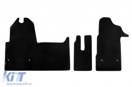 Three-layer textile floor mats suitable for Opel Movano after 2010, made of 3 parts, black - ABFMO6022413