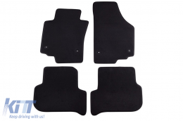 Three-layer textile floor mats suitable for Seat Leon 2008-2012, with round clips, set of 4 pieces, black - ABFMS6022258