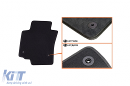 Three-layer textile floor mats suitable for Seat Leon 2008-2012, with round clips, set of 4 pieces, black-image-6241801