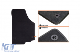 Three-layer textile floor mats suitable for Seat Leon 2008-2012, with round clips, set of 4 pieces, black-image-6241802