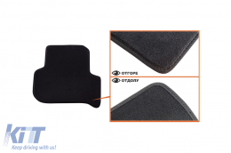 Three-layer textile floor mats suitable for Seat Leon 2008-2012, with round clips, set of 4 pieces, black-image-6241803