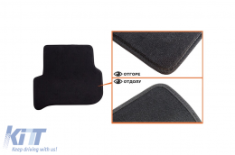 Three-layer textile floor mats suitable for Seat Leon 2008-2012, with round clips, set of 4 pieces, black-image-6241804