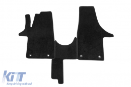 Three-layer textile floor mats suitable for VW T5 2003-2015 short base, with 3 places, made of 3 parts, black - ABFMV6022430