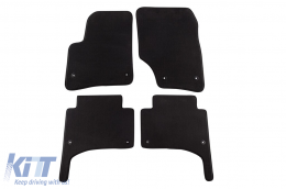 Three-layer textile floor mats suitable for VW Touareg 2002-2010 with round holes, set of 4 pieces, black - ABFMV6022367
