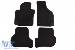 Three-layer textile floor mats suitable for VW Golf V 2003-2008, Golf VI 2008-2012, Scirocco 2008-2017, Jetta 2007-2010 with round holes, set of 4 pieces, black - ABFMV6022489
