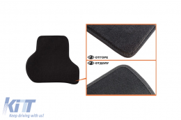 Three-layer textile floor mats suitable for VW Golf V 2003-2008, Golf VI 2008-2012, Scirocco 2008-2017, Jetta 2007-2010 with round holes, set of 4 pieces, black-image-6242739