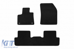 Three-layer textile floor mats suitable for Citroen DS7 Crossback after 2018, made of Petex Style material, set of 3, black - ABFMC6022187