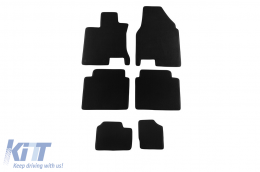 Three-layer textile floor mats suitable for Nissan Qashqai +2 2008-2014, with 7 seats, made of 6 parts, black - ABFMN6022275