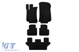 Three-layer textile floor mats suitable for Mercedes R-Class V251 2006-2017, long wheelbase with last row of seats, set of 5 pieces, black - ABFMM6022343