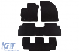 Three-layer textile floor mats suitable for Toyota Verso 2009-2013, with 7 seats, set of 4 pieces, black - ABFMT6022356