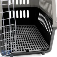 Tier Reise Auto Transportbox mit Tür, geeignet für Hund, Katze usw. Grau Schwarz 30x48x31cm-image-6277250