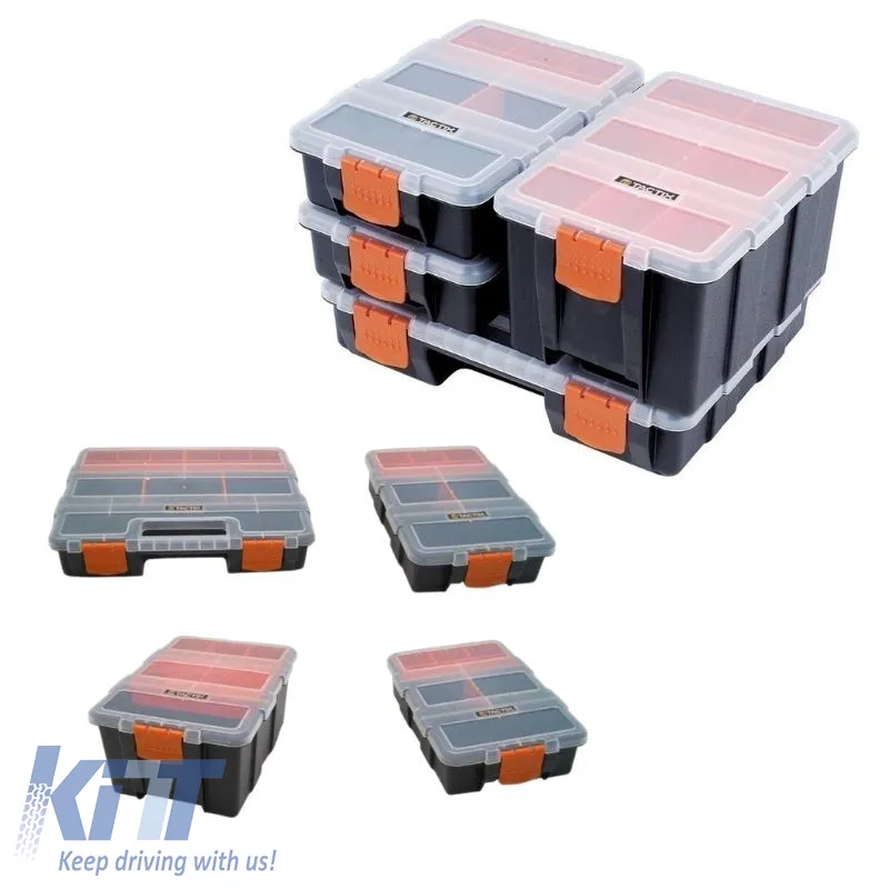 Tool Compartment Organisers Adjustable & Removable Box Black 29x23x18cm Tactix 320020 Set 4 Pcs