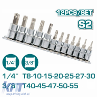 Total Walnut With Torx Head And Socket 1/4'' & 3/8'' 12 Pcs THT1438121