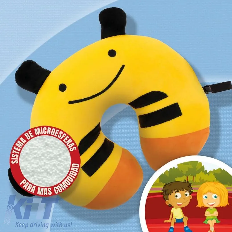 Travel Neck Pillow Happy Confort Bee 27cm x 23cm Black-Yellow 1 Piece