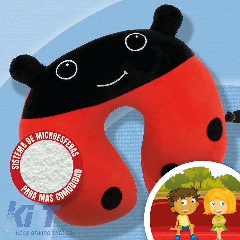 Travel Neck Pillow Happy Confort Ladybug 27cm x 23cm Black-Red 1 Piece