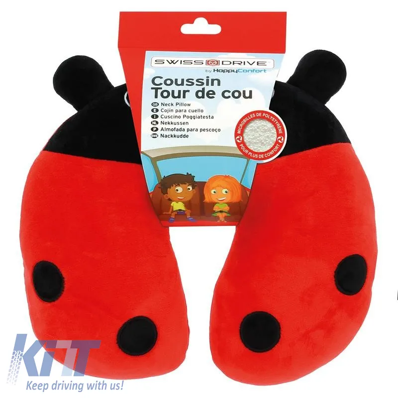 Travel Neck Pillow Happy Confort Ladybug 27cm x 23cm Black-Red 1 Piece