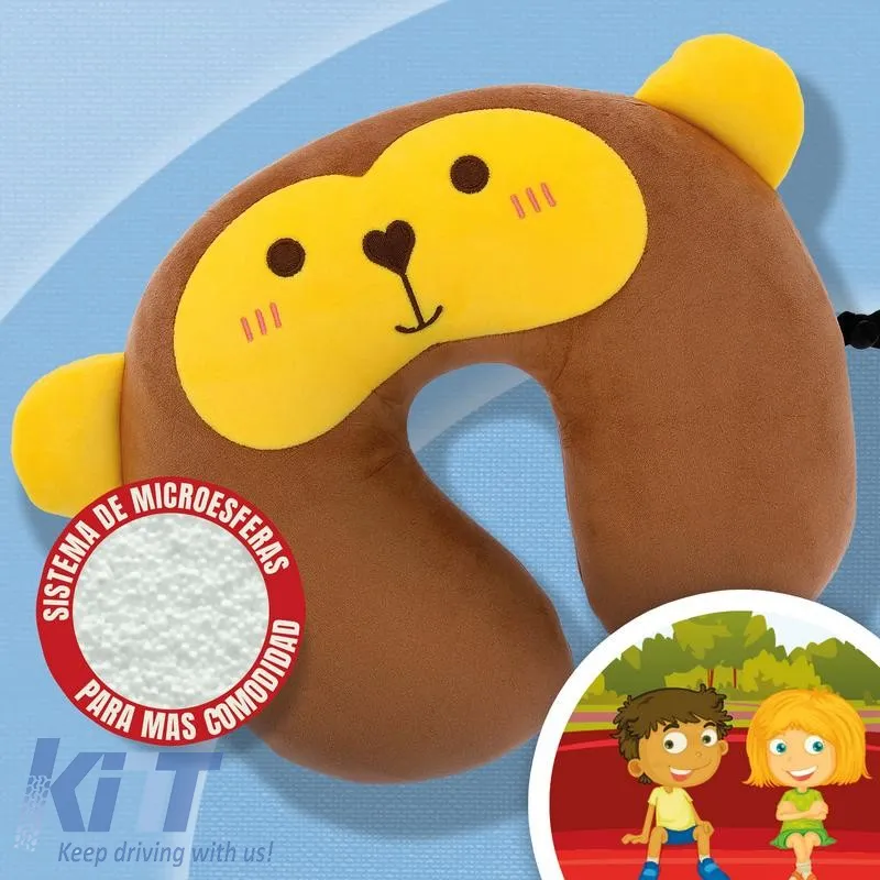 Travel Neck Pillow Happy Confort Monkey 27cm x 23cm Brown-Yellow 1 Piece