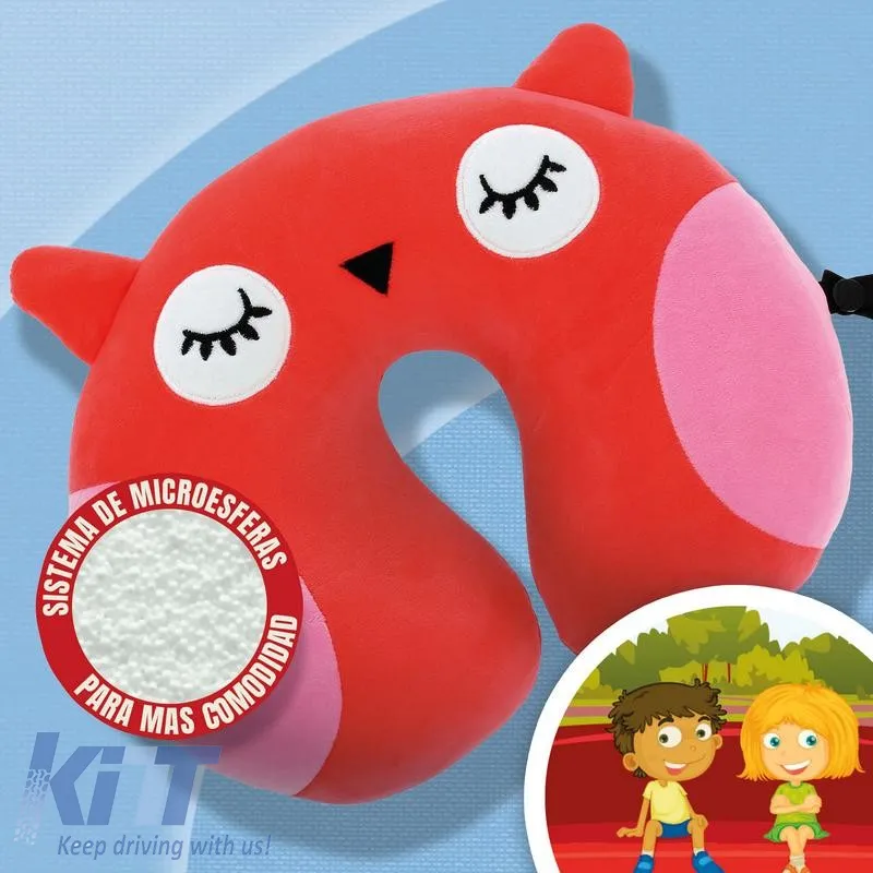 Travel Neck Pillow Happy Confort Owl 27cm x 23cm Red 1 Piece