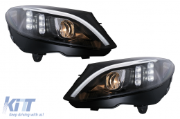 TRU LED DRL fényszórók Mercedes C-osztály W205 S205 A205 C205 (2014-2018) fekete dinamikus szekvenciális irányjelzővel-image-6105772