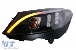 TRU LED DRL fényszórók Mercedes C-osztály W205 S205 A205 C205 (2014-2018) fekete dinamikus szekvenciális irányjelzővel-image-6105776