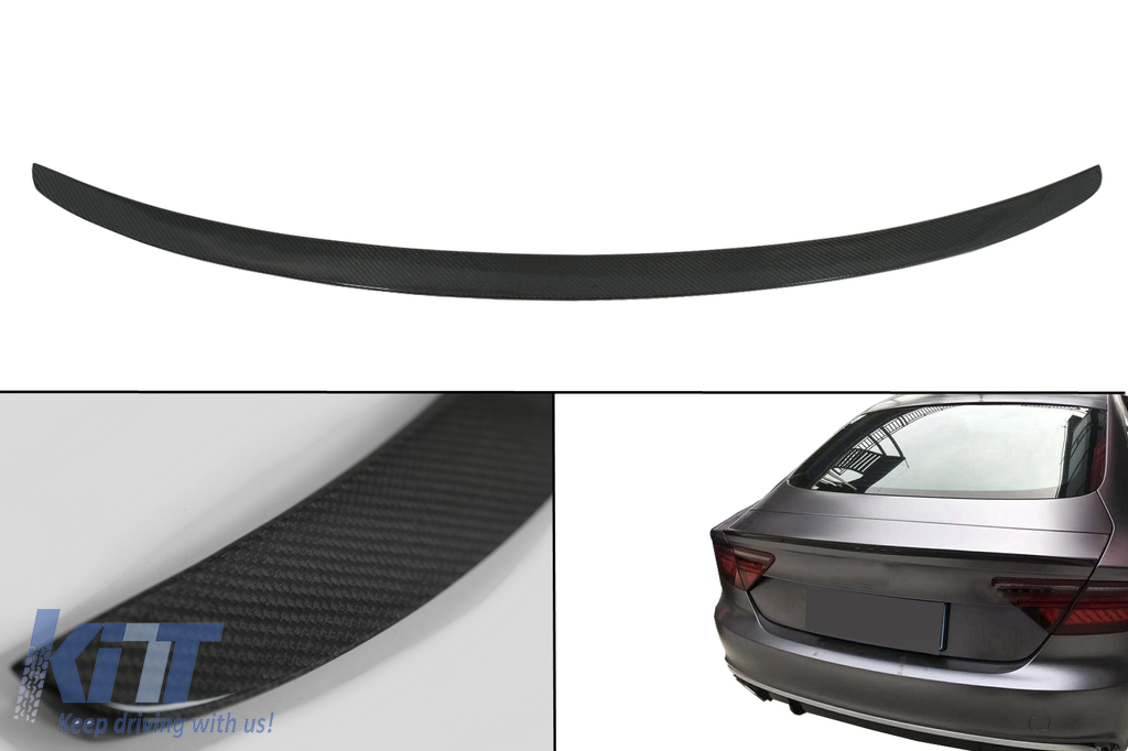 Trunk Boot Lid Spoiler For Audi A7 4G8 S7 RS7 2011-2017 KZ Style Real Carbon