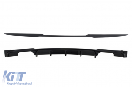 Trunk Boot Lip Spoiler with Rear Bumper Spoiler Valance Diffuser Double Outlet suitable for BMW 3 Series F30 (2011-2019) M4 CSL Performance Design Piano Black - COTSBMF30M4CSPBRD