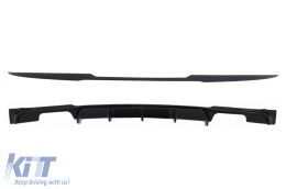 Trunk Boot Lip Spoiler with Rear Bumper Spoiler Valance Diffuser Double Outlet suitable for BMW 3 Series F30 (2011-2019) M4 CSL Performance Design Piano Black