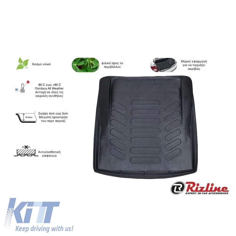 Trunk Mat 3D from Rubber TPE suitable for BMW Series 3 E90 2005-2011 Black Rizline