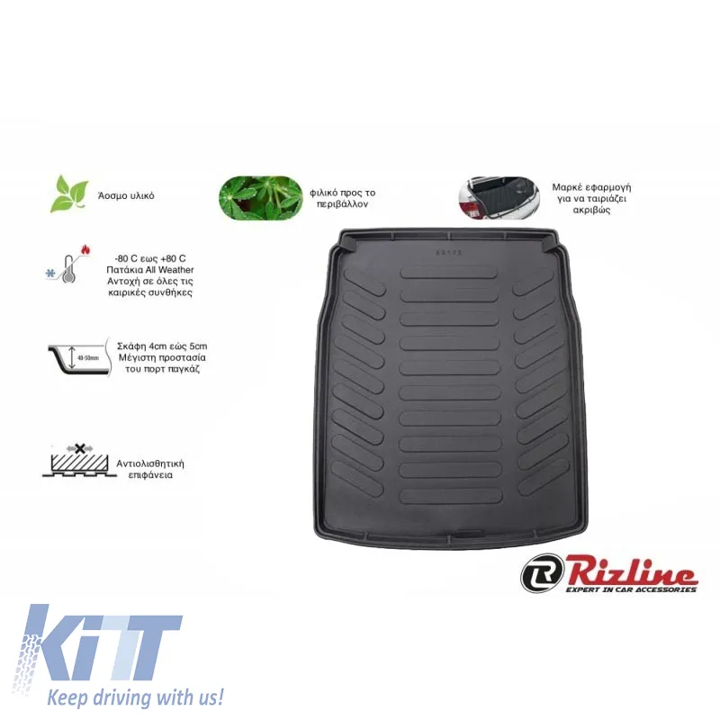Trunk Mat 3D from Rubber TPE suitable for BMW Series 5 E60 2003-2009 Black Rizline