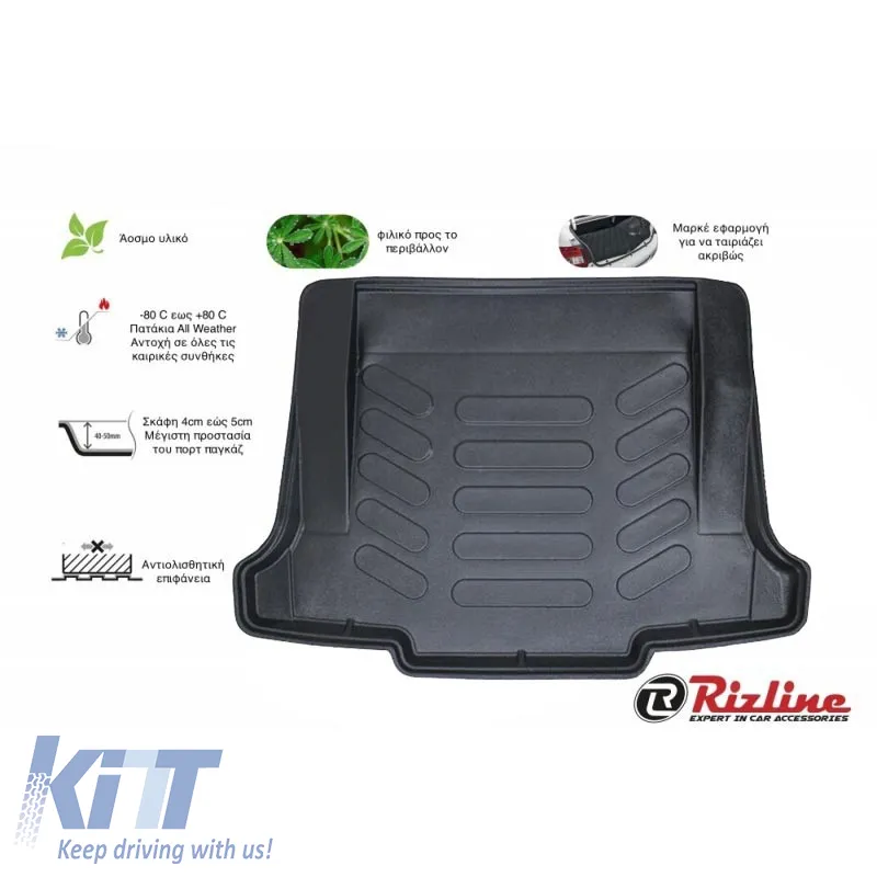 Trunk Mat 3D From Rubber TPE Suitable for BMW Series 1 E87 2005-2010 Black Rizline