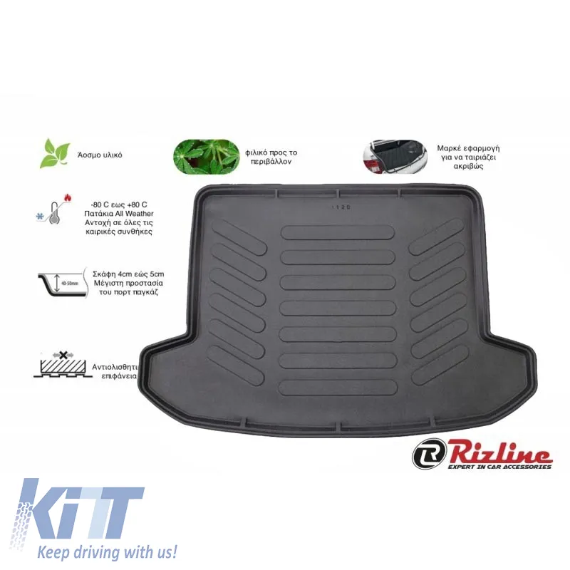 Trunk Mat 3D from Rubber TPE suitable for Hyundai Tucson 2015-2019 / Kia Sportage 2015+ Black Rizline