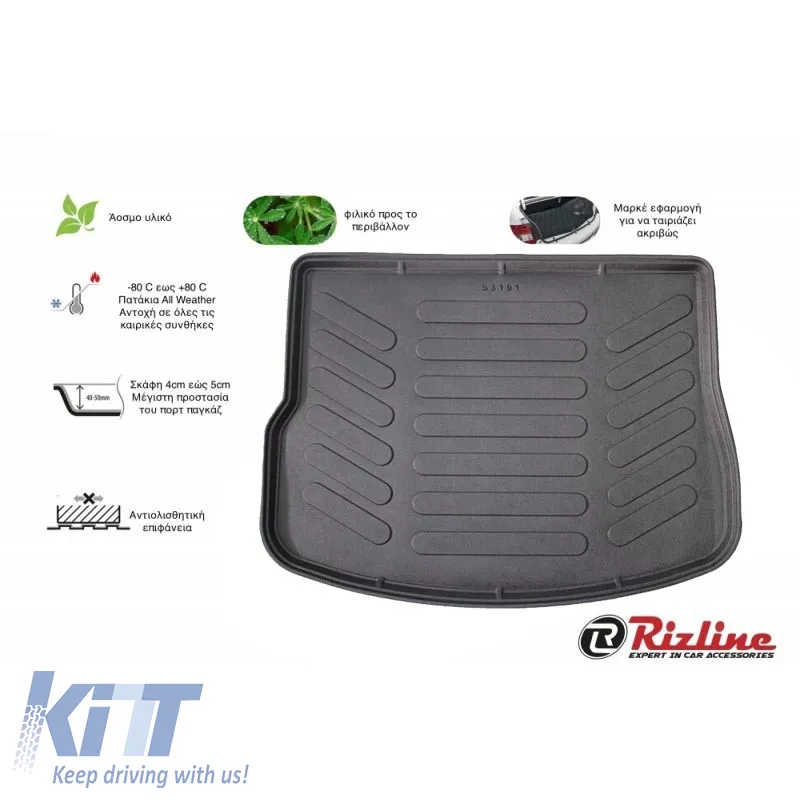 Trunk Mat 3D from Rubber TPE suitable for Land Rover Evoque 2011-2018 Black Rizline