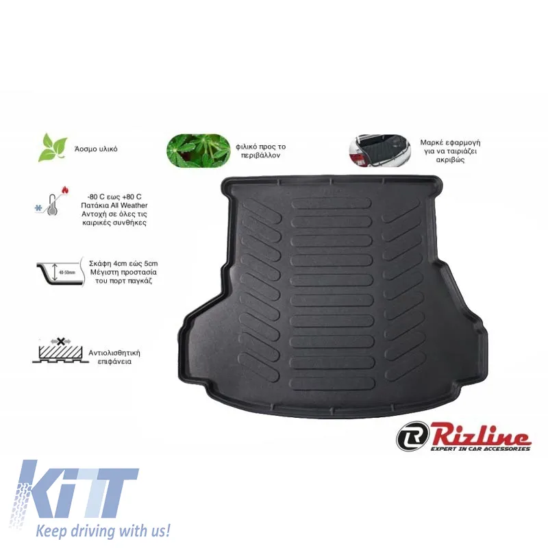 Trunk Mat 3D From Rubber TPE Suitable for Toyota Avensis 2008-2018 Black Rizline