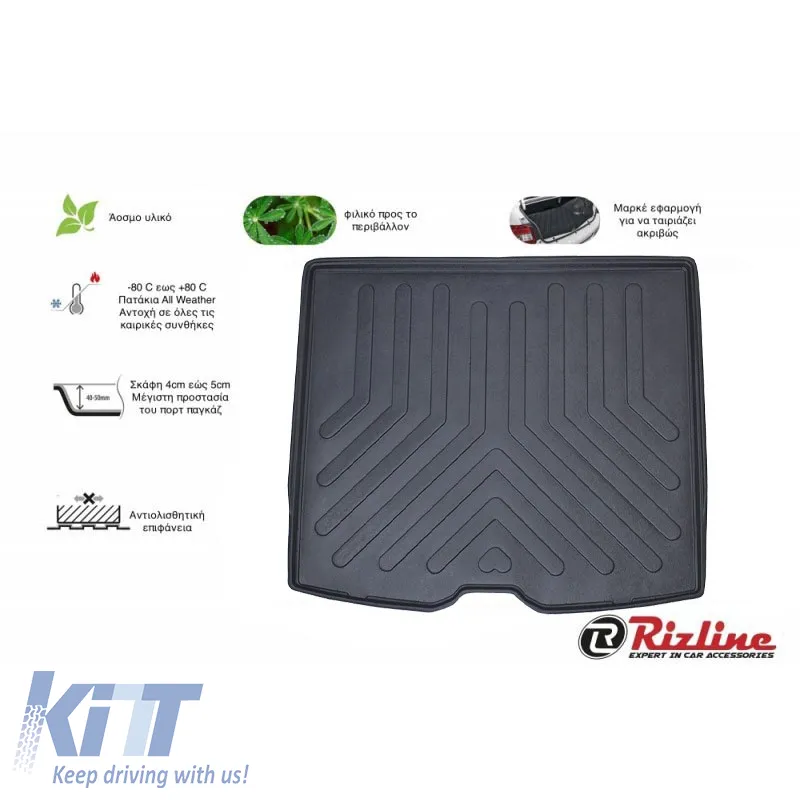 Trunk Mat 3D From Rubber TPE Suitable for Volvo XC40 2018+ Black Rizline