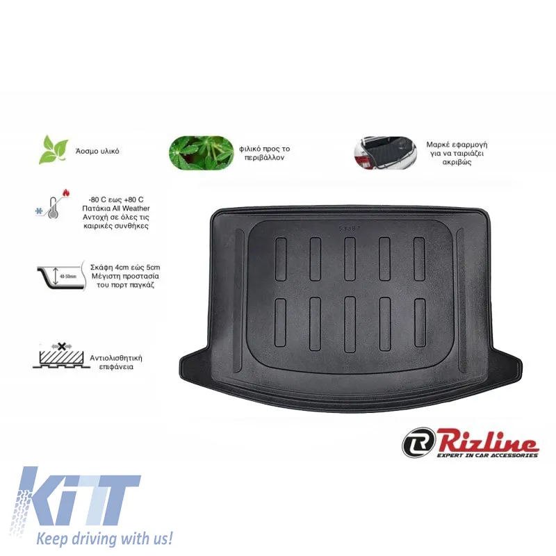 Trunk Mat 3D From Rubber TPE Suitable for SsangYong Korando 4 C300 2019+ Black Rizline
