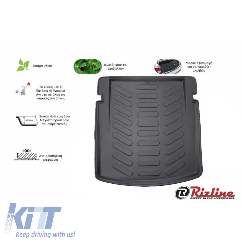 Trunk Mat 3D suitable for BMW Series 3 F30 2011-2019 Black Rizline
